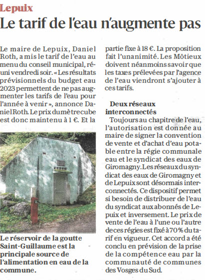 tarif eau